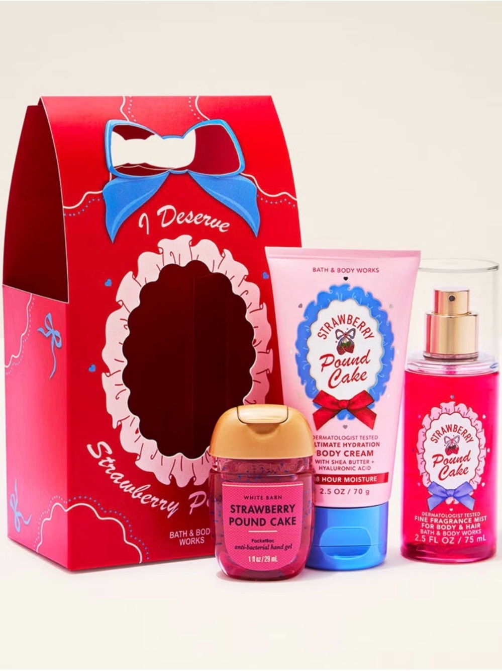 Bath & Body Works I Deserve Strawberry Pound Cake Mini Gift Set NWT